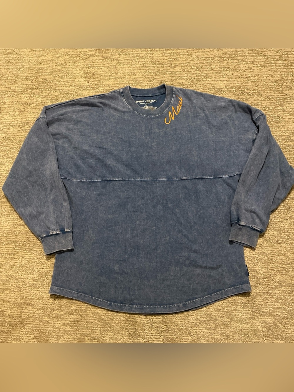 Aloha Maui Hawaii Spirit Jersey Blue Acid Wash Adult Size Medium 100% Cotton